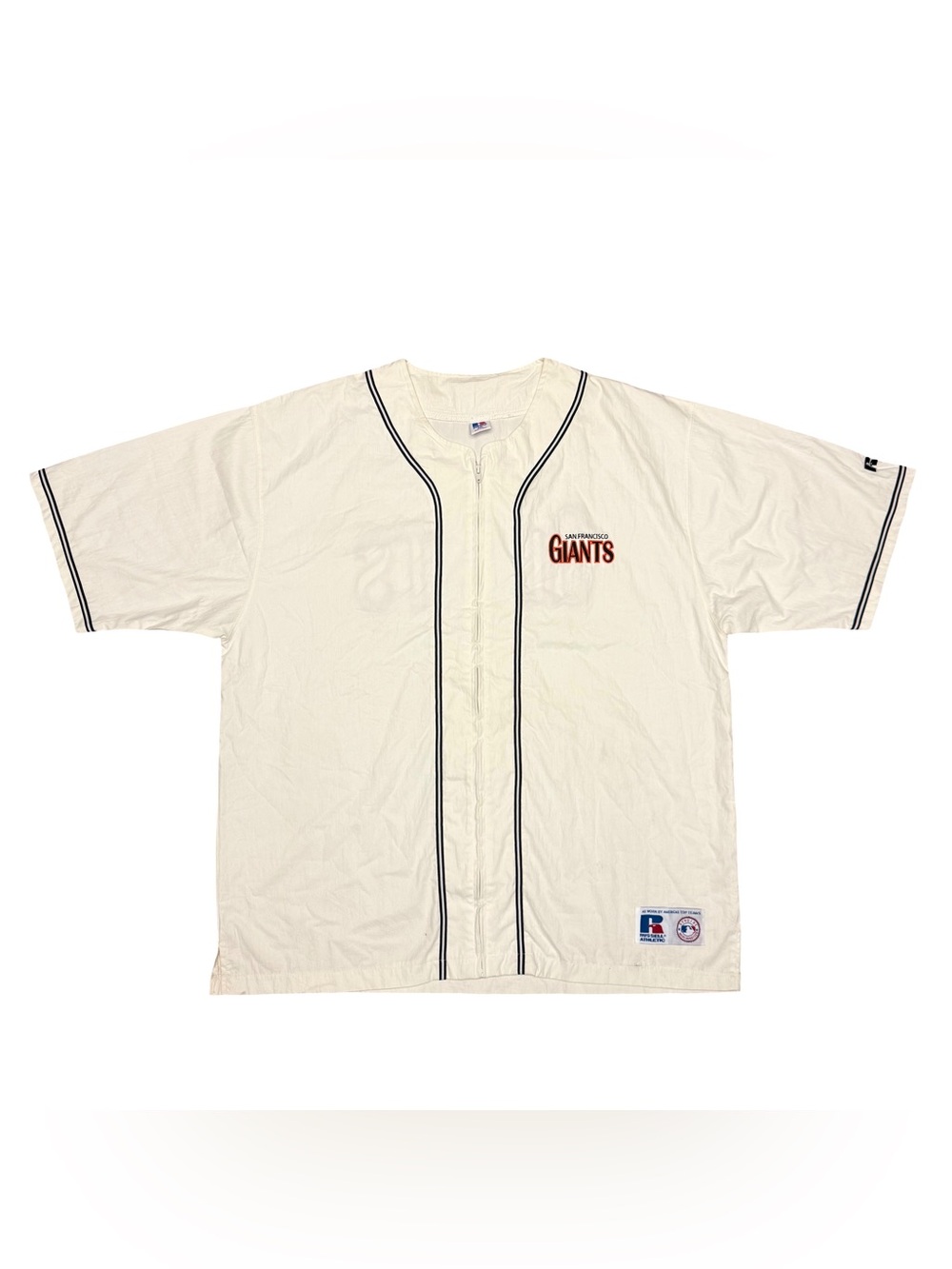 Vintage 90s San Francisco Giants MLB Russell Athletic Zip Jersey XXL Cream XXL